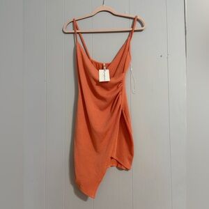 NanaMacs Orange Asymmetrical Slip Dress